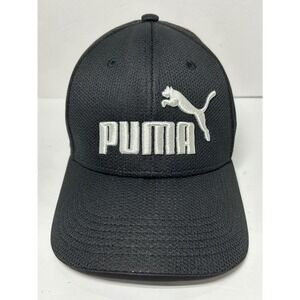 Puma Mens Black Baseball Cap Flex Fit Embroidered Logo‎ Style